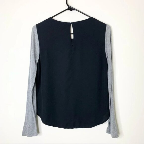Forever 21 Women's Baseball Top Long Sleeve Sheer Black Grey Size Small - Picture 12 of 13